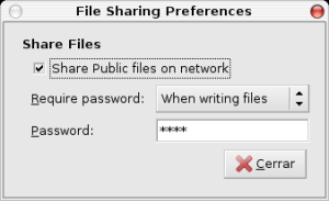 Prefencias de gnome-file-sharing